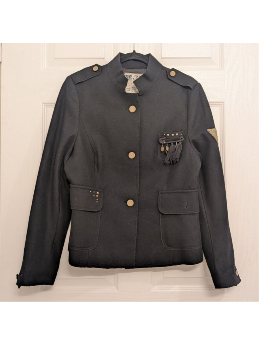 Vintage-Style French Design Wool Blend Military Jacket Active Wear Napoleon Sz12